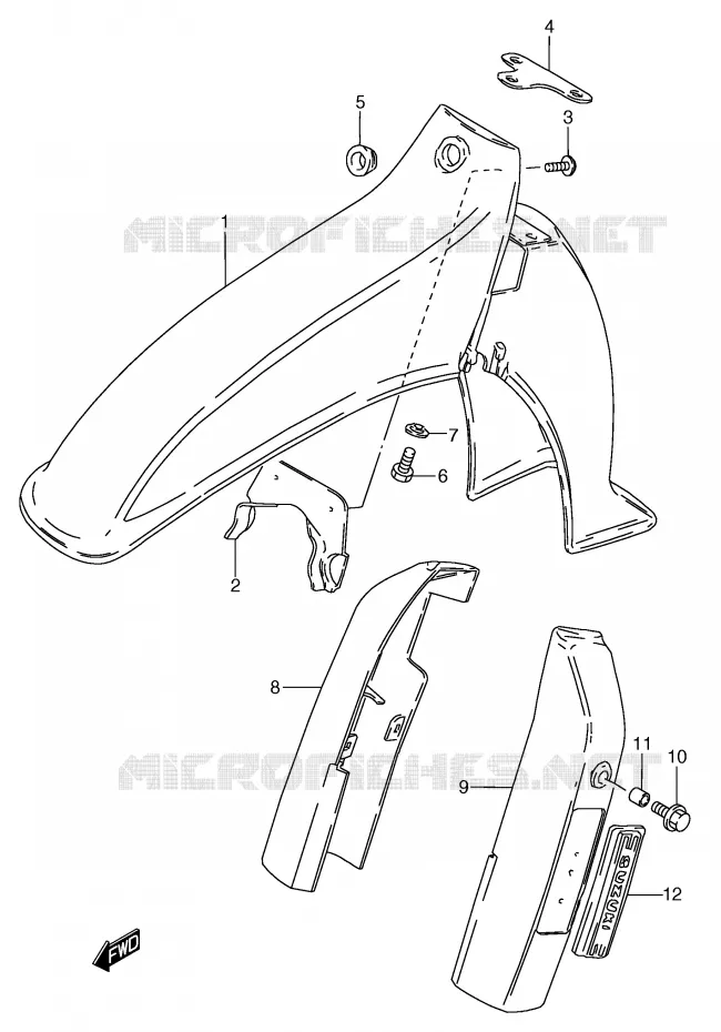 FRONT FENDER (MODELE M) Suzuki SCOOTER 50 Autres-modeles 1996  RC50T(E1)