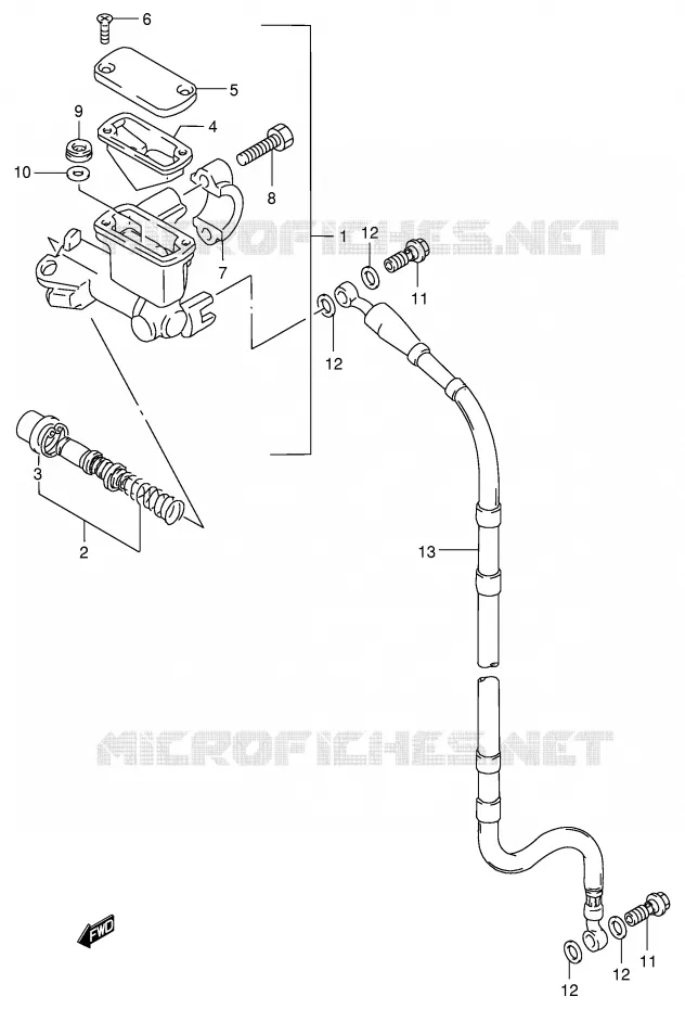FRONT HOOFDREMCILINDER (MODELE T/V/W) Suzuki MOTO 125 RM 1999  RM125X(E2)