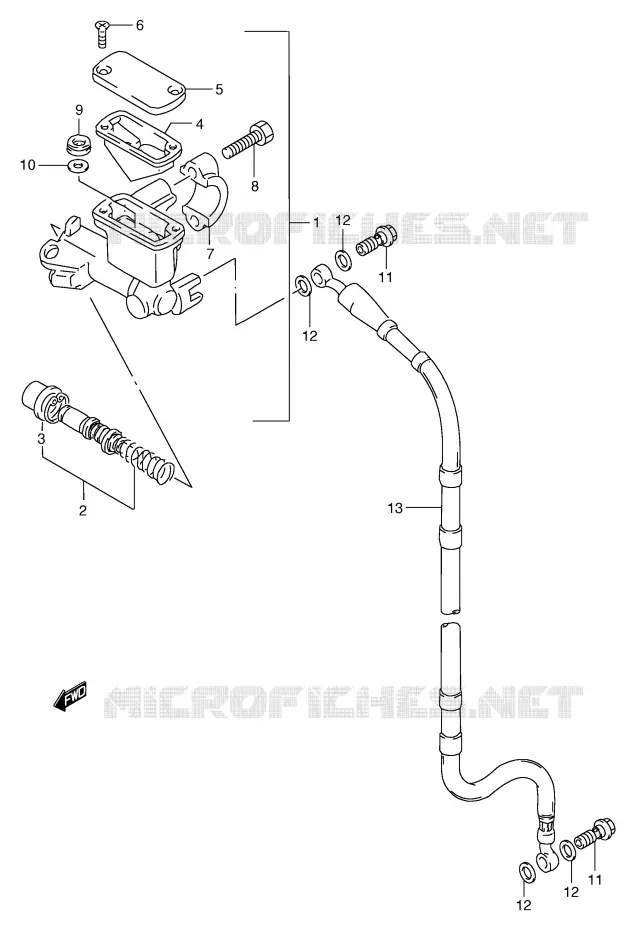 FRONT HOOFDREMCILINDER (MODELE T/V/W) Suzuki MOTO 250 RM 1998  RM250W(E3/E28)