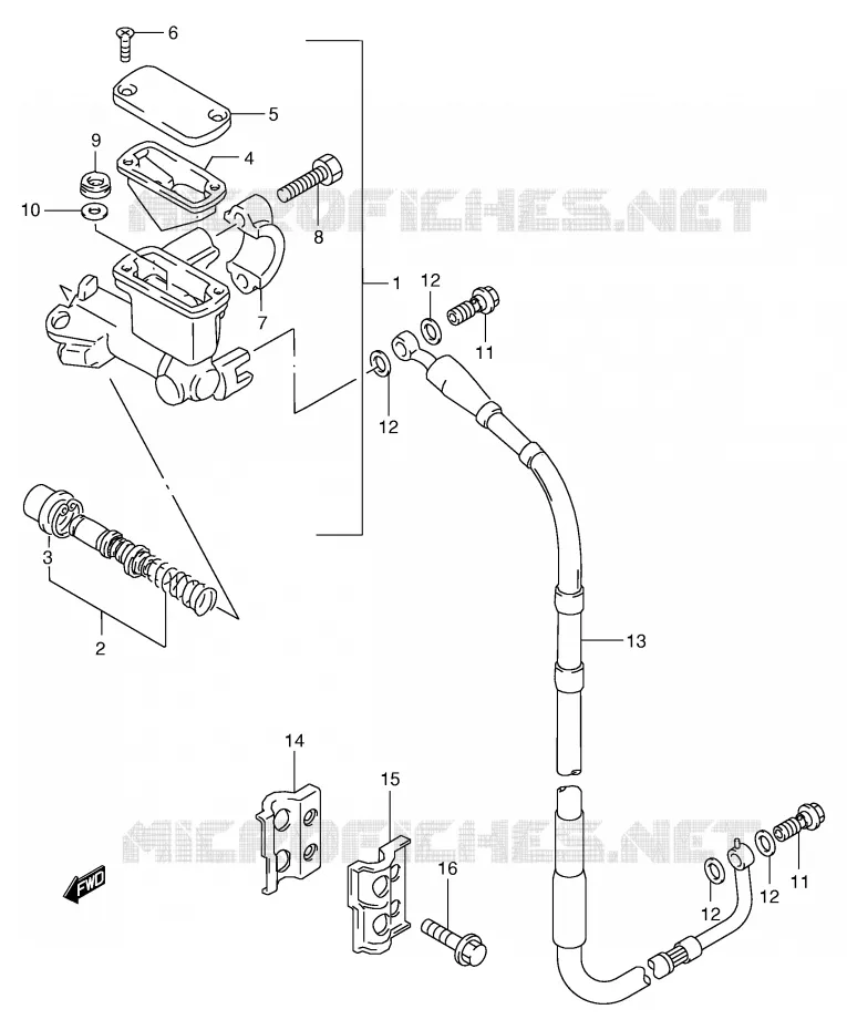 FRONT HOOFDREMCILINDER (MODELE X/Y) Suzuki MOTO 250 RM 1999  RM250X(E3/E28)