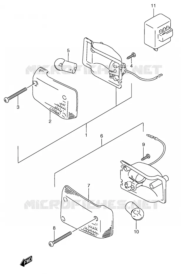 FRONT INDICATOREN (MODELE T) Suzuki SCOOTER 50 Autres-modeles 1996  RC50T(E1)