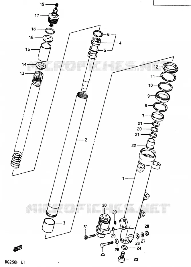FRONT RIGHT SCHOKDEMPER Suzuki MOTO 250 RG 1986  RG250G(G/H)