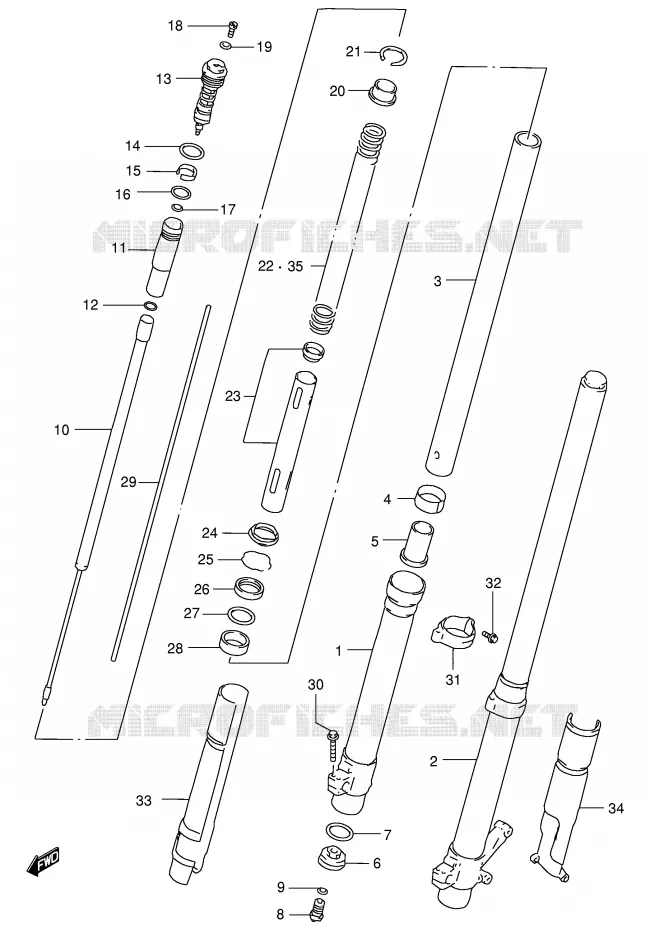 FRONT SCHOKDEMPER (MODELE V) Suzuki MOTO 250 RM 2000  RM250Y(E3/E28)