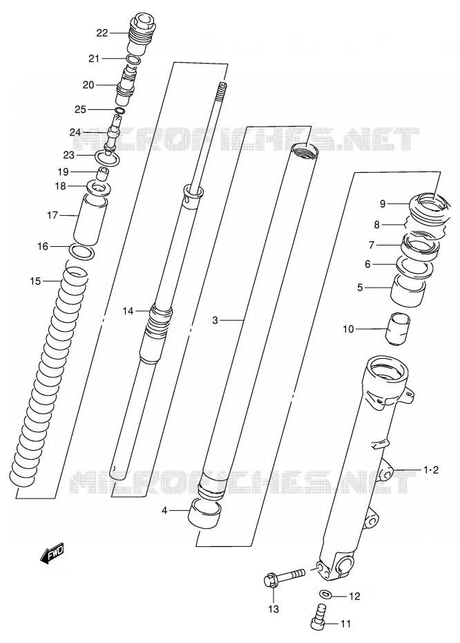 FRONT SCHOKDEMPER (RF900RS2/RT/RV/RW) Suzuki MOTO 900 RF 1998  RF900RW(E2)