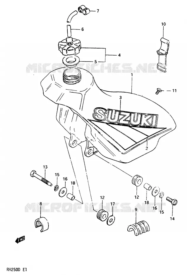 FUEL TANK MODEL D Suzuki MOTO 250 RM 1982  RM250Z(Z/D)