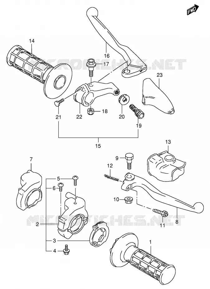 HANDGRIPS - LEVERS Suzuki MOTO 125 RM 1999  RM125X(E2)