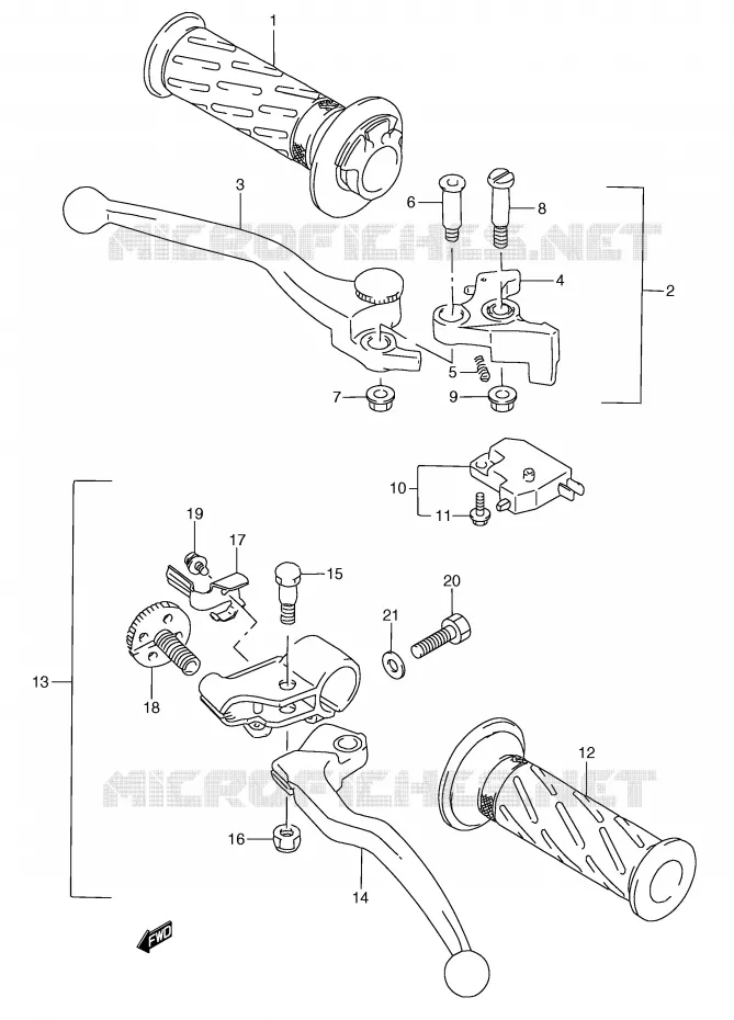 HANDGRIPS - LEVERS Suzuki MOTO 250 RG 1992  RGV250N(E24)