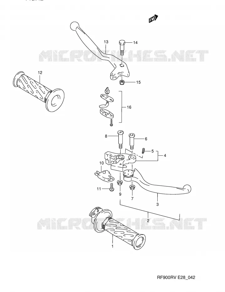 HANDGRIPS - LEVERS Suzuki MOTO 900 RF 1996  RF900RT(E28)