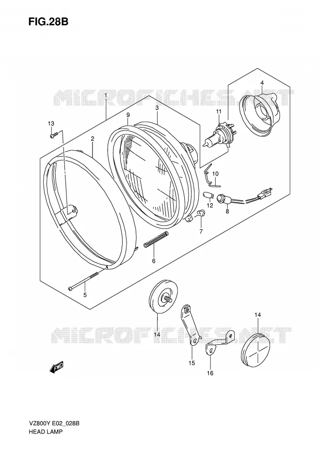 KOPLAMP (MODEL K1/K2/K3 E4,E17,E18,E22,E25,E34,P37) Suzuki MOTO 800 MARAUDER 2000  VZ800Y(E2)
