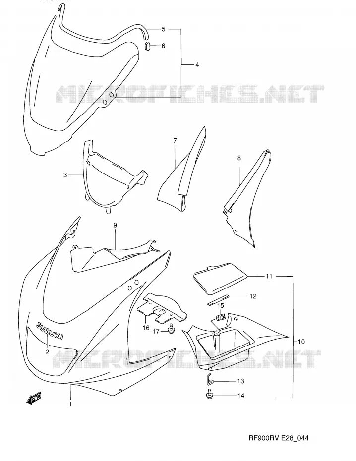 KUIP - ETIKETTEN (MODELE R) Suzuki MOTO 900 RF 1994  RF900RR(E28)