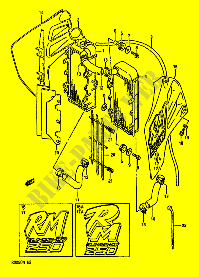 RADIATOR (MODELE K/L) voor Suzuki RM 250 1989