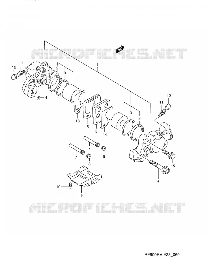 REAR CALIPER (MODELE R/S) Suzuki MOTO 900 RF 1997  RF900RV(E28)