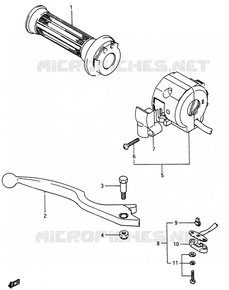 RIGHT SWITCH - HANDGREEP (MODELE G) Suzuki MOTO 250 RG 1986  RG250G(G/H)
