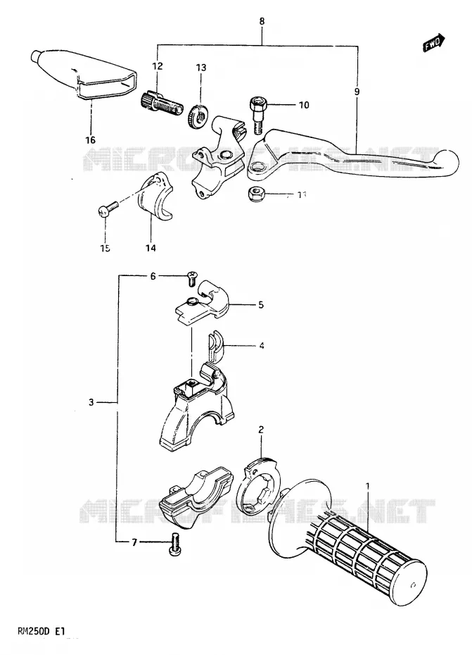RIGHT SWITCH - HANDGREEP Suzuki MOTO 250 RM 1982  RM250Z(Z/D)