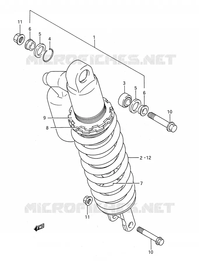 SCHOKDEMPER (MODELE L) Suzuki MOTO 250 RM 1992  RM250 N (E03,E28,E33)