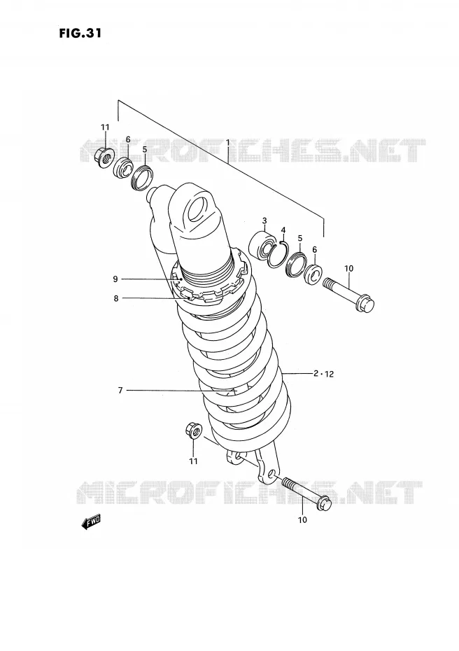 SCHOKDEMPER (MODELE N) Suzuki MOTO 125 RM 1994  RM125R(E3)
