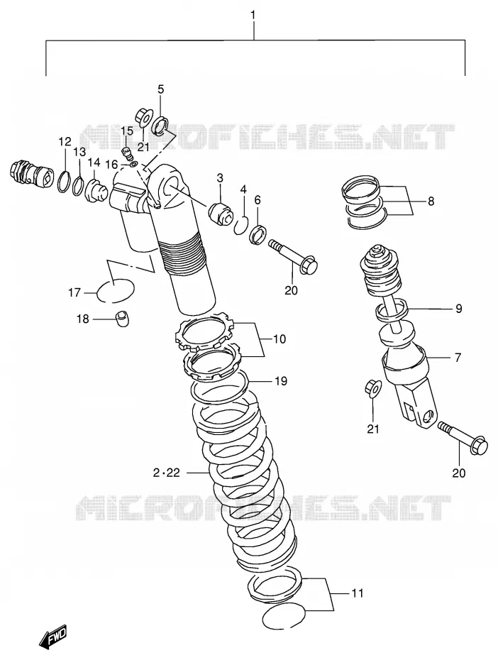 SCHOKDEMPER (MODELE V) Suzuki MOTO 125 RM 1998  RM125W(E2)
