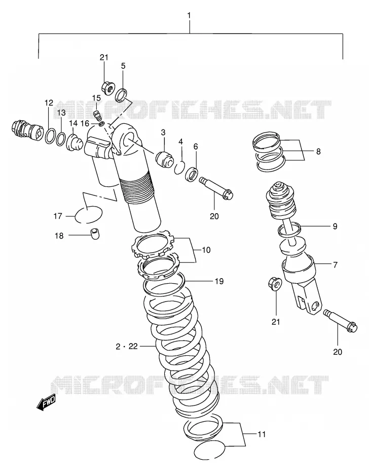 SCHOKDEMPER (MODELE V) Suzuki MOTO 250 RM 1996  RM250T(E3/E28)