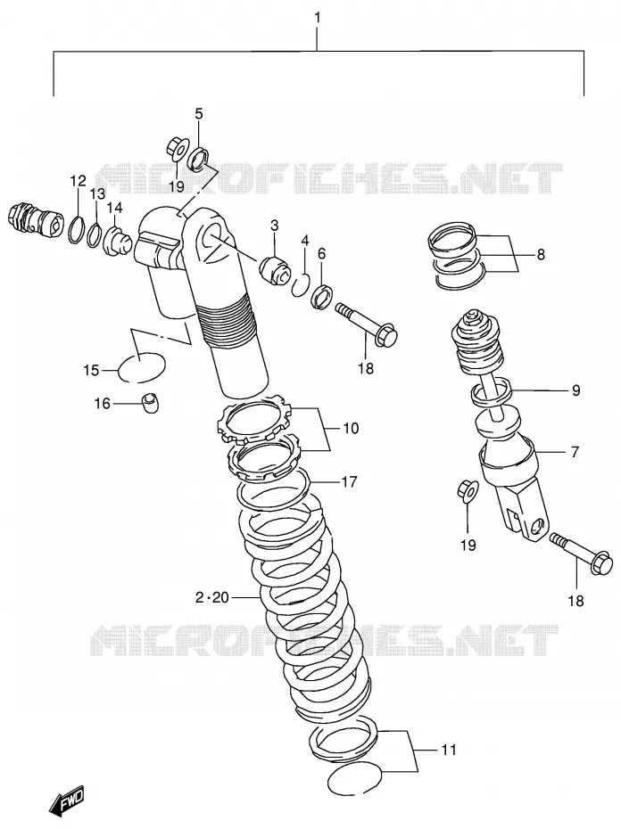 SCHOKDEMPER (MODELE W) Suzuki MOTO 125 RM 1996  RM125T(E2)