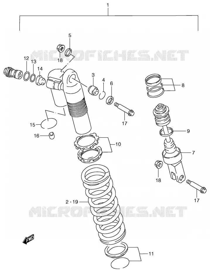 SCHOKDEMPER (MODELE X) Suzuki MOTO 125 RM 1999  RM125X(E2)