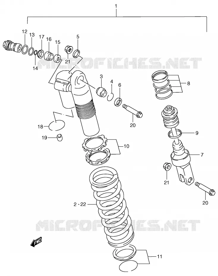 SCHOKDEMPER (MODELE Y) Suzuki MOTO 125 RM 1999  RM125X(E2)