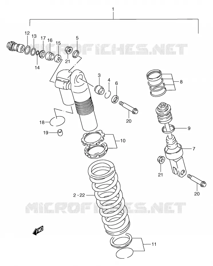 SCHOKDEMPER (MODELE Y) Suzuki MOTO 250 RM 1996  RM250T(E3/E28)