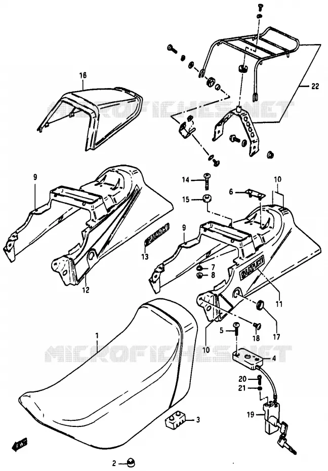 SEAT (MODELE G/G1) Suzuki MOTO 50 RG 1989  RG50K(D/E/F/1/G/J/K)