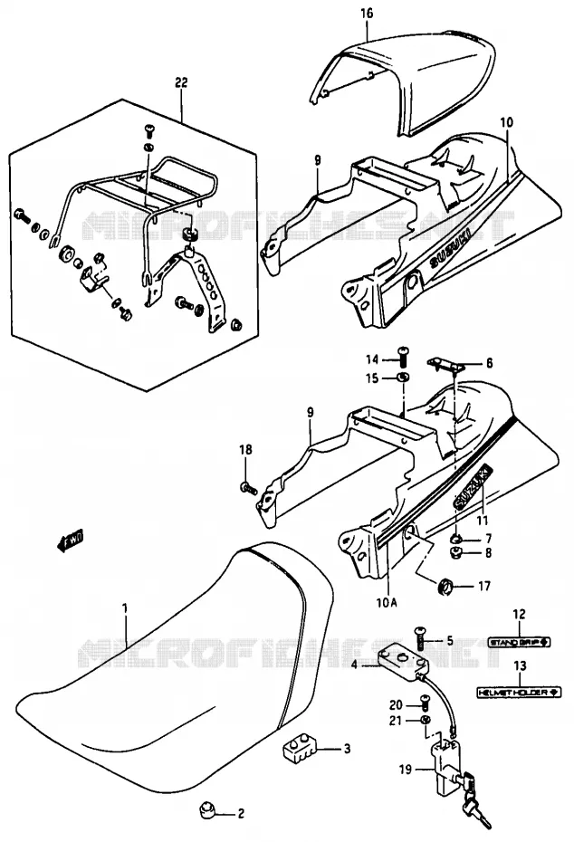 SEAT (MODELE J) Suzuki MOTO 50 RG 1989  RG50K(D/E/F/1/G/J/K)