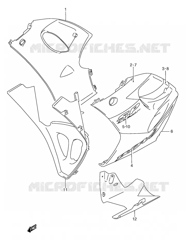 SIDE KUIP (FOR F9H,F9J) Suzuki MOTO 250 RG 1997  RGV250V(E1)
