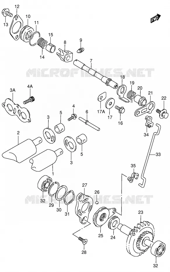 UITLAATKLEP (MODELE T/V/W/X) Suzuki MOTO 125 RM 1999  RM125X(E2)