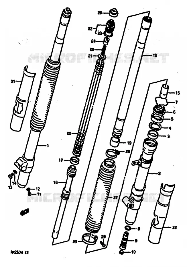 VOORVORK (MODELE H) Suzuki MOTO 250 RM 1987  RM250H(G/H)