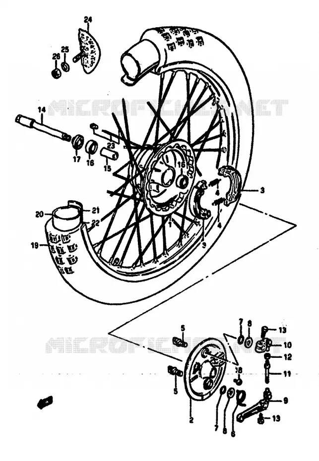 VOORWIEL (MODELE E) Suzuki MOTO 125 RM 1984  RM125E(E/F)