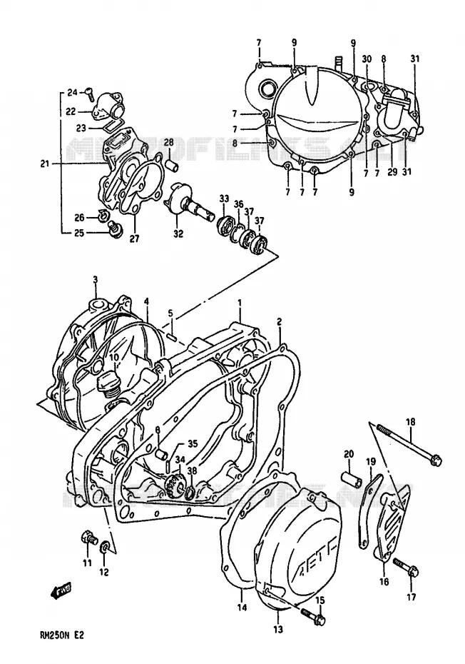 WATER POMPHUIS (MODELE L/M/N) Suzuki MOTO 250 RM 1991  RM250M(K/L/M/N)