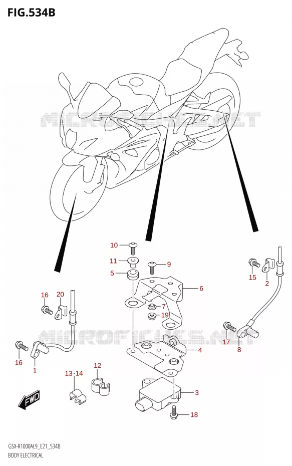 ELEKTRISCH ELECTRIQUES DE LA CAROSSERIE (GSX-R1000RA,GSX-R1000RZA) Suzuki MOTO 1000 GSX-R 2019  GSX-R1000RA L9 / GSX-R1000RZA L9 (E21)