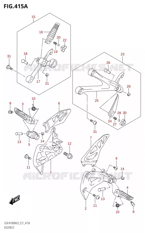 FOOTREST Suzuki MOTO 1000 GSX-R 2019  GSX-R1000RA L9 / GSX-R1000RZA L9 (E21)
