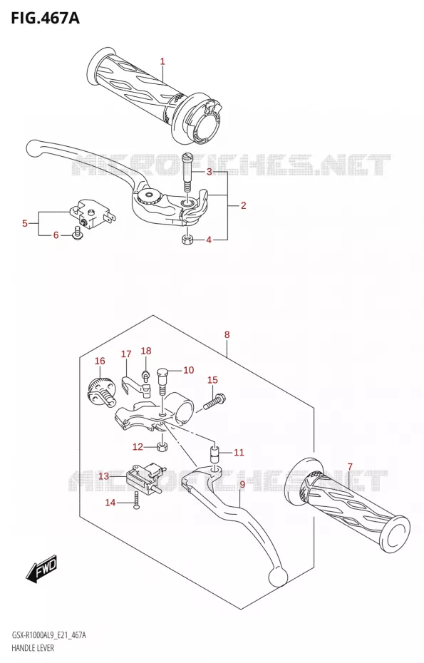 HANDGRIPS - LEVERS Suzuki MOTO 1000 GSX-R 2019  GSX-R1000A L9 (E21)