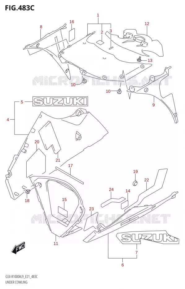 ONDERAANKLEDINGUR (GSX-R1000RA) Suzuki MOTO 1000 GSX-R 2019  GSX-R1000RA L9 / GSX-R1000RZA L9 (E21)