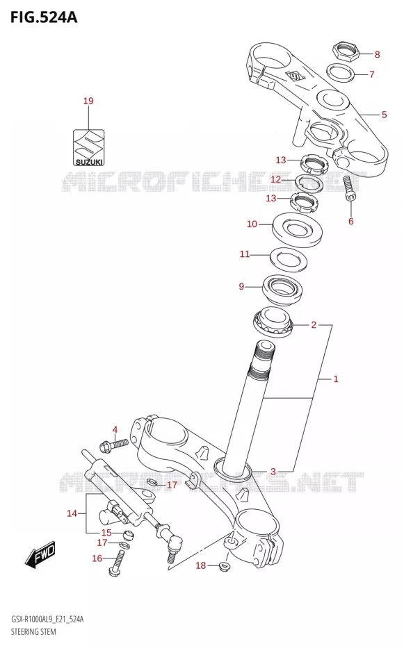 STUURKOLOM DIRECTION (GSX-R1000A) Suzuki MOTO 1000 GSX-R 2019  GSX-R1000A L9 (E21)