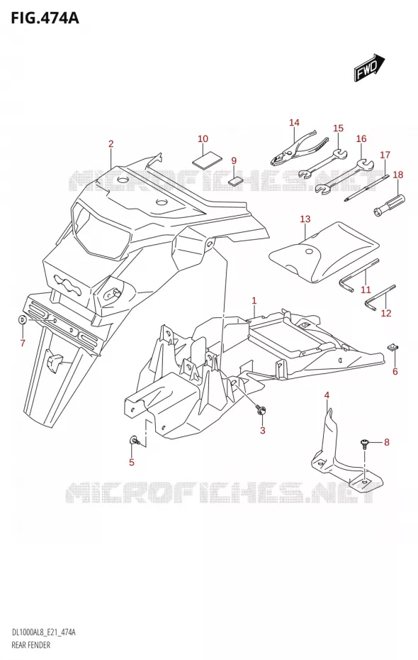 ACHTERSPATBORD Suzuki MOTO 1000 V-STROM 2018  DL1000AL8 E21