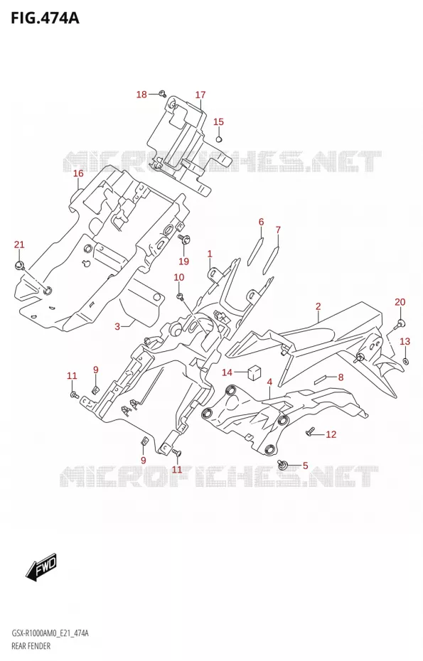 ACHTERSPATBORD Suzuki MOTO 1000 GSX-R 2020  GSX-R1000A M0 (E21)