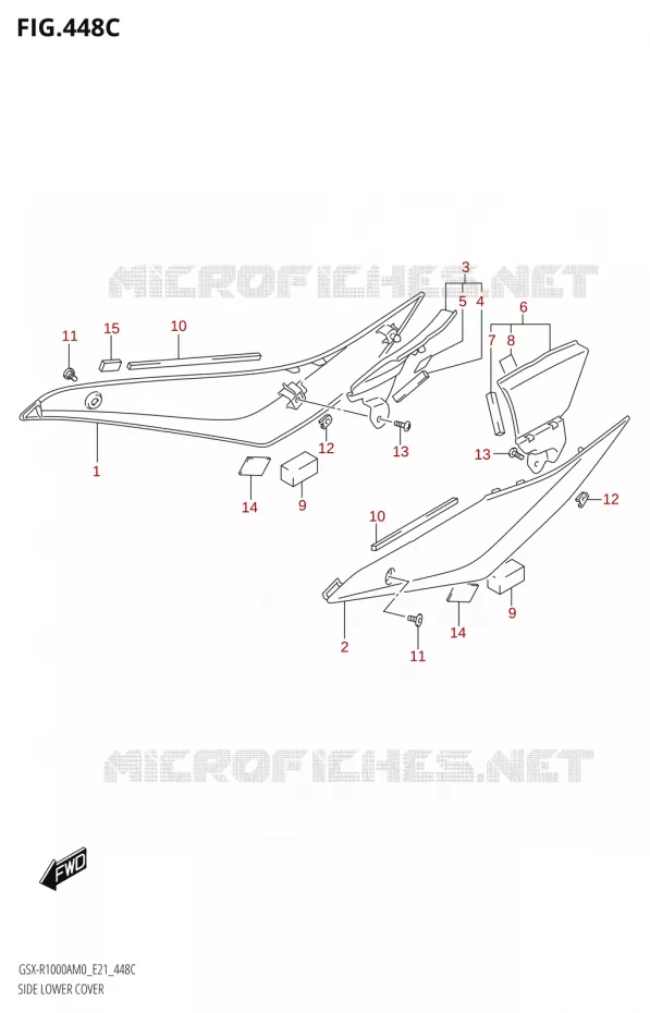 ACHTERZIJ KUIPR (GSX-R1000RA) Suzuki MOTO 1000 GSX-R 2020  GSX-R1000RA M0 / GSX-R1000RZA M0 (E21)