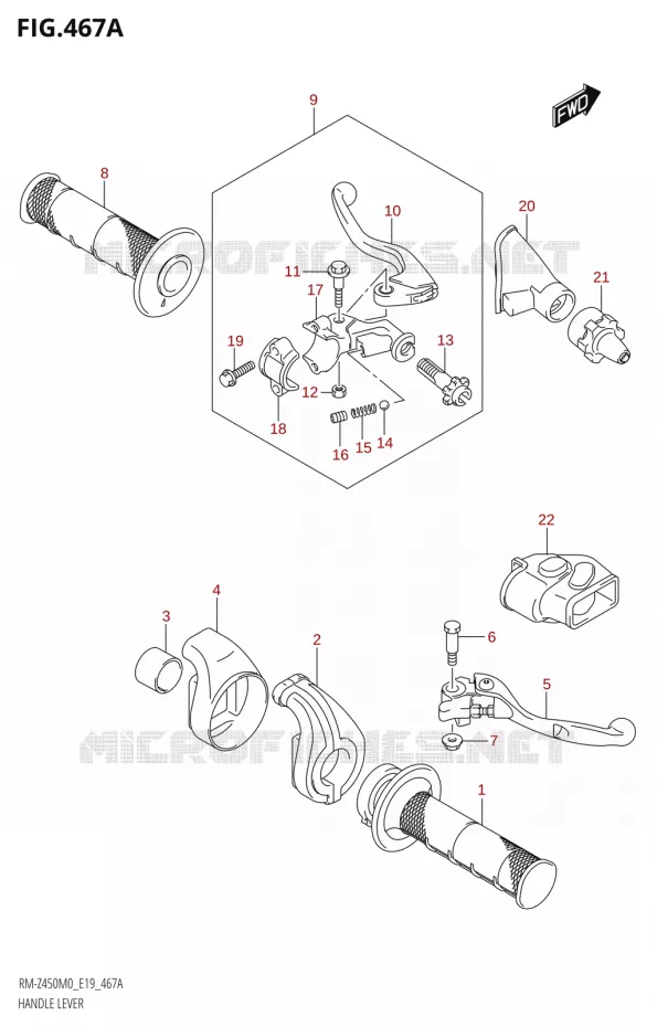 HANDGRIPS - LEVERS Suzuki MOTO 450 RM-Z 2020  RM-Z450 M0 (E19)