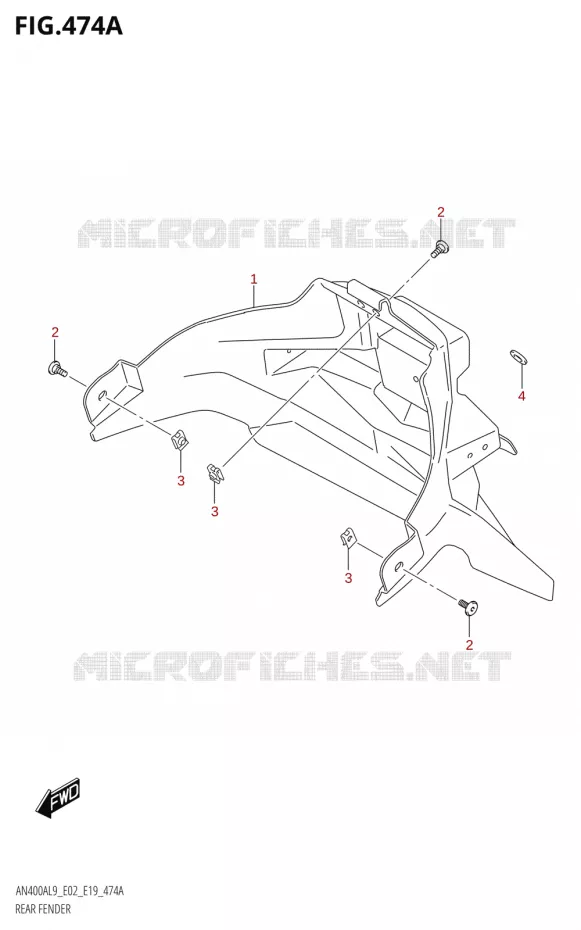 ACHTERSPATBORD Suzuki SCOOTER 400 BURGMAN 2019  AN400A L9 (E02,E19)