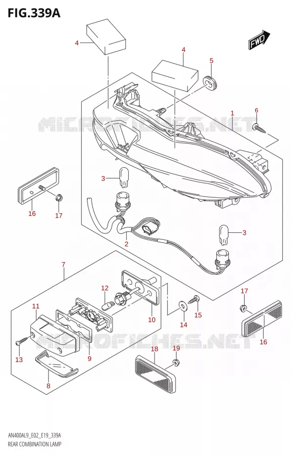 TAIL LIGHT ASSY Suzuki SCOOTER 400 BURGMAN 2019  AN400A L9 (E02,E19)