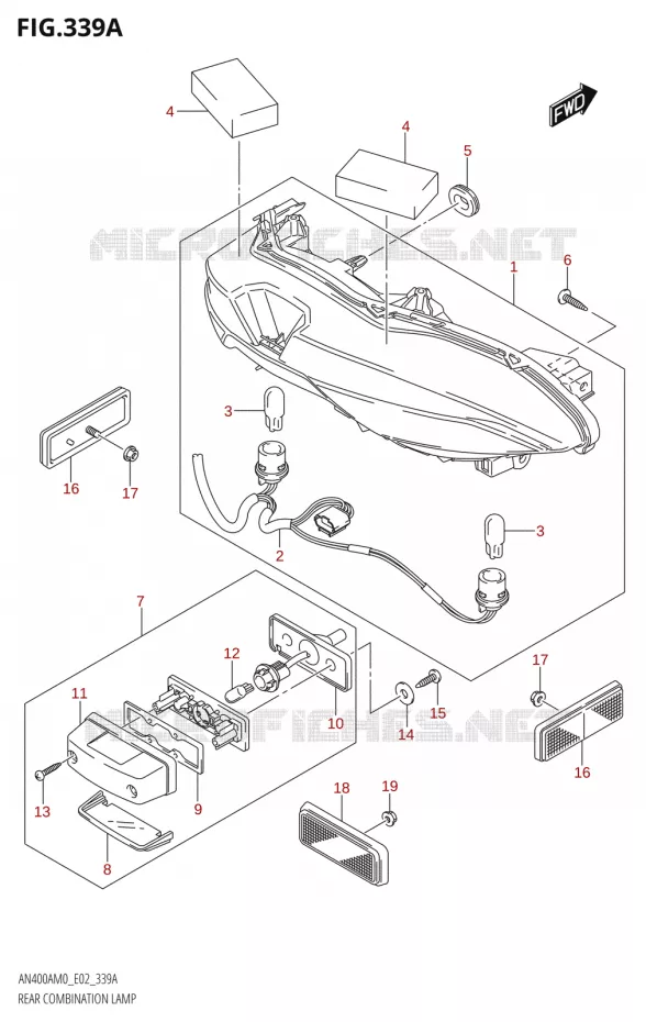 TAIL LIGHT ASSY Suzuki SCOOTER 400 BURGMAN 2020  AN400A M0 (E02,E19)