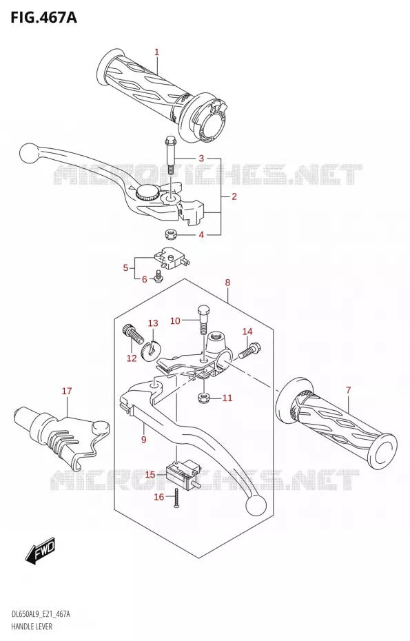 HANDGRIPS - LEVERSDL650A,DL650AUE) Suzuki MOTO 650 V-STROM 2019  DL650XA L9 (E21)