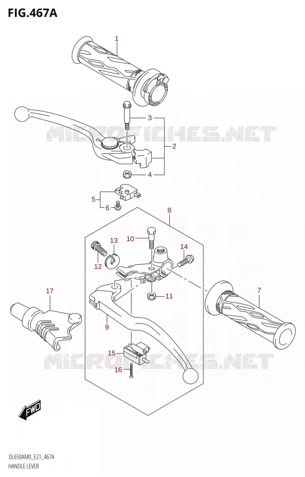 HANDGRIPS - LEVERSDL650A,DL650AUE) Suzuki MOTO 650 V-STROM 2020  DL650A M0 (E21)