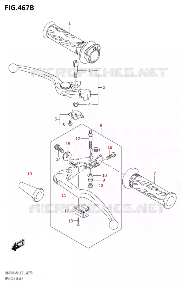 HANDGRIPS - LEVERSDL650XA,DL650XAUE) Suzuki MOTO 650 V-STROM 2020  DL650XA M0 (E21)
