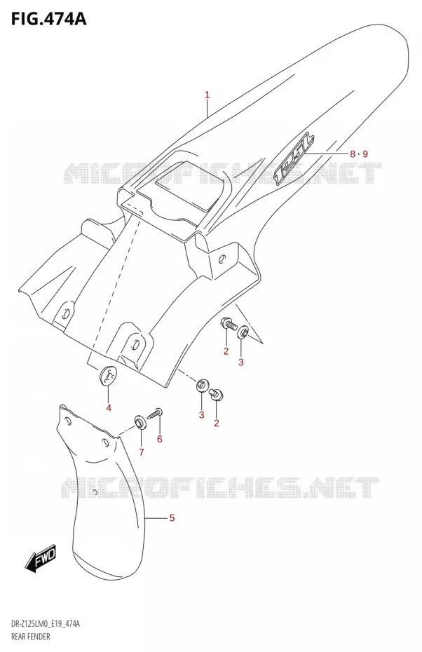 ACHTERSPATBORD Suzuki MOTO 125 DR-Z 2020  DR-Z125L M0 (E19)