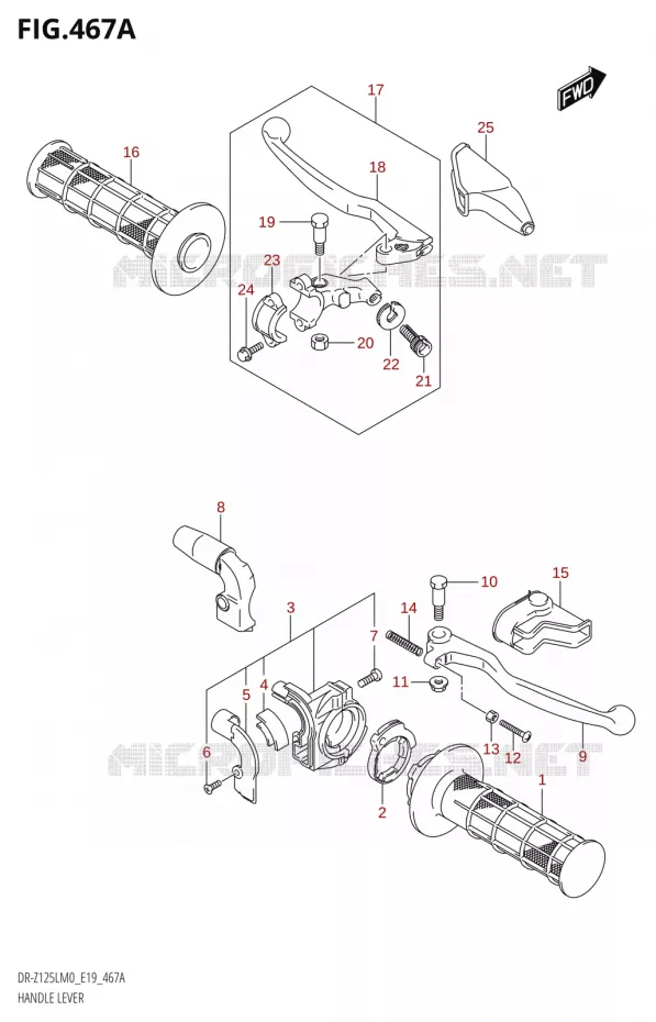 HANDGRIPS - LEVERS Suzuki MOTO 125 DR-Z 2020  DR-Z125L M0 (E19)